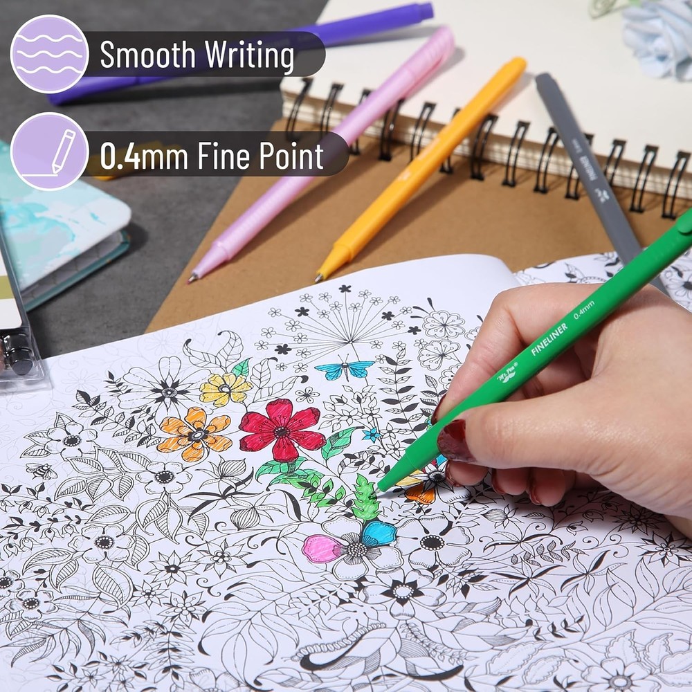 Mr. Pen- Fineliner Pens Colored, 18 Pack, Ergonomic Triangular Multicolor