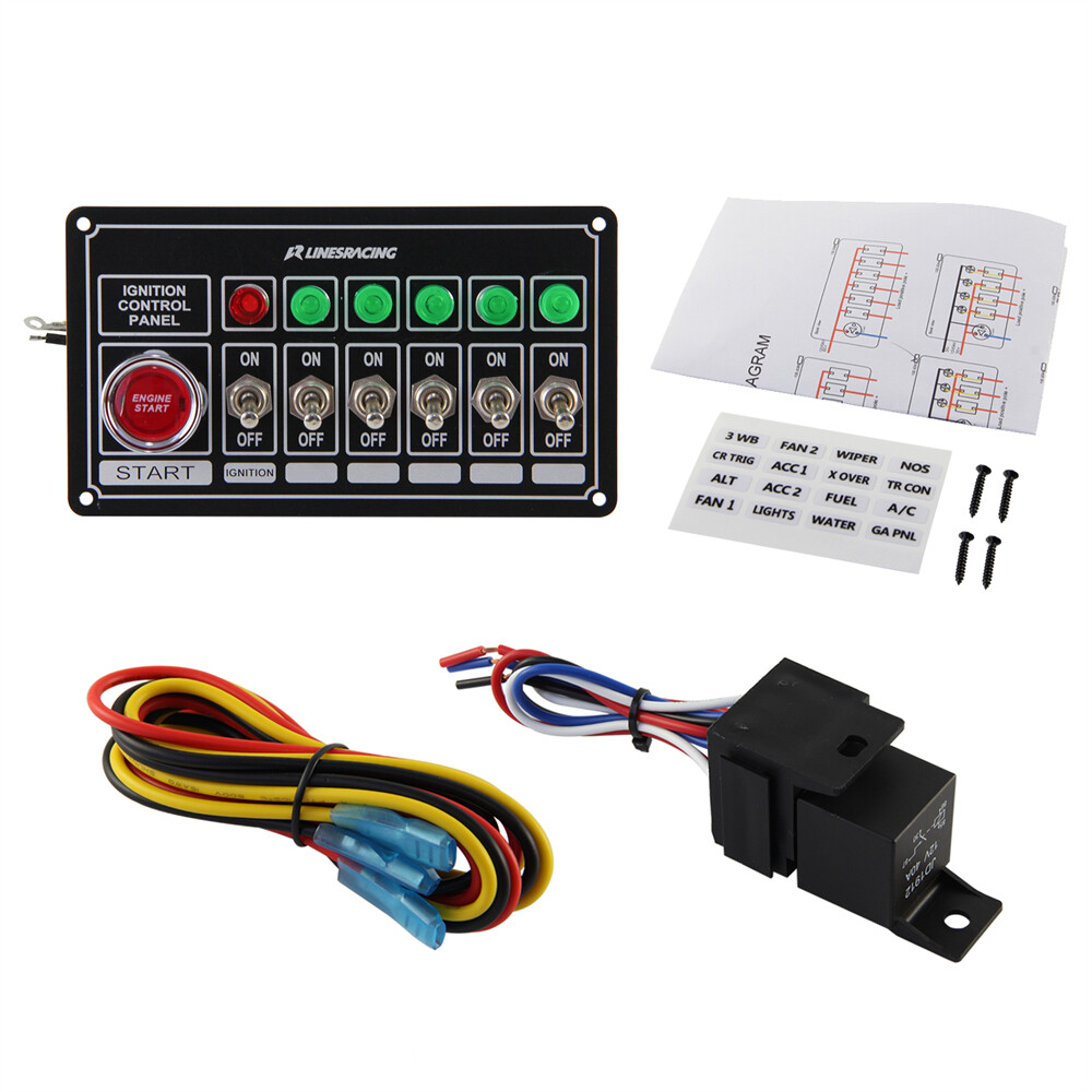 Racing Car Ignition 6 Ways Switch Panel with Led Light Engine Toggle Starter
