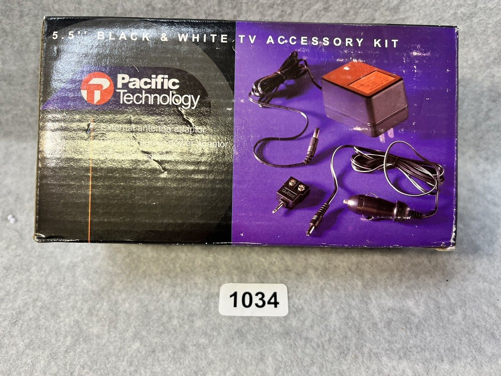 Pacific Technology Black & White TV Accessory Kit Antenna Power Adapter AC 5”
