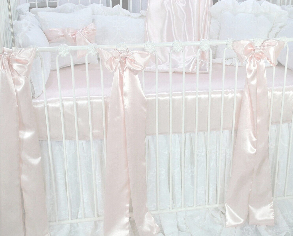 Charlotte Pink Satin Crib Sheet and Bows