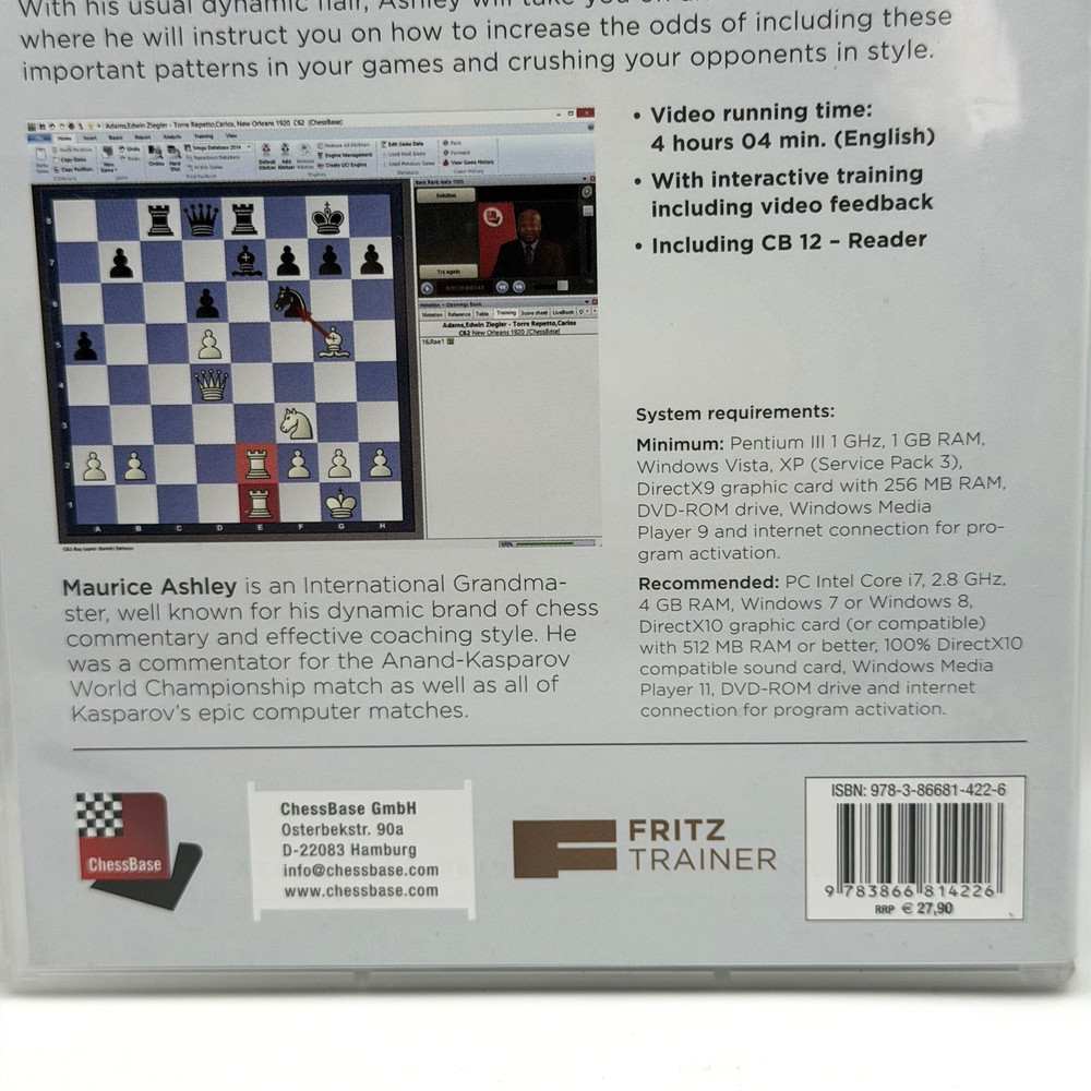 Fritz Trainer Mating Patterns Maurice Ashley - Chessbase PC DVD-ROM