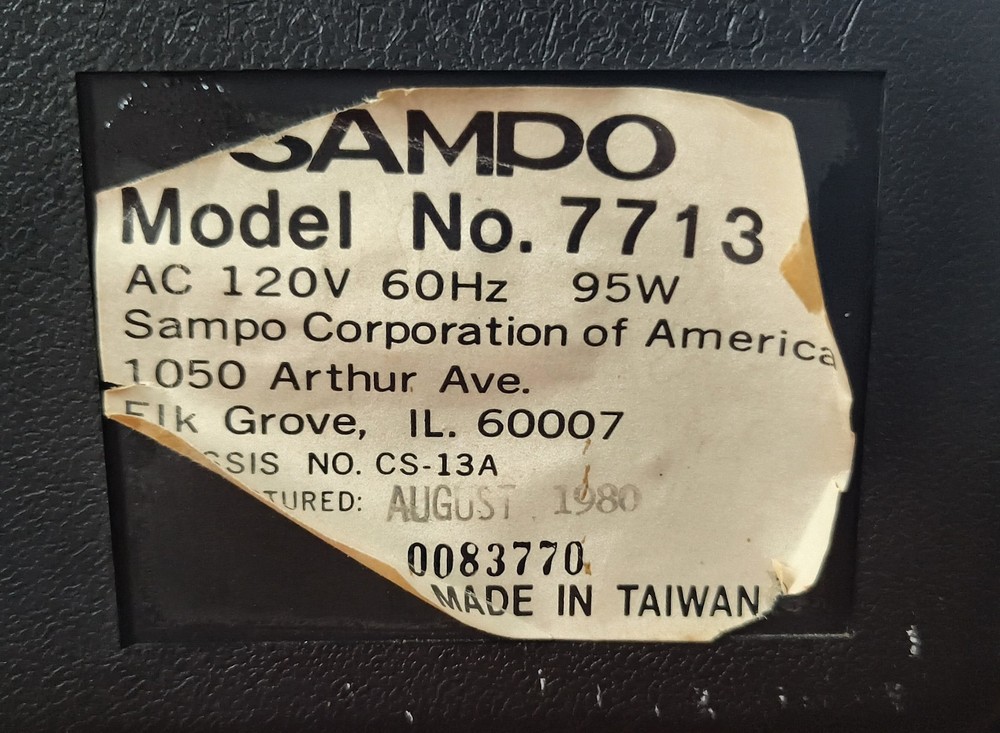 Sampo Color CRT TV Model 7713