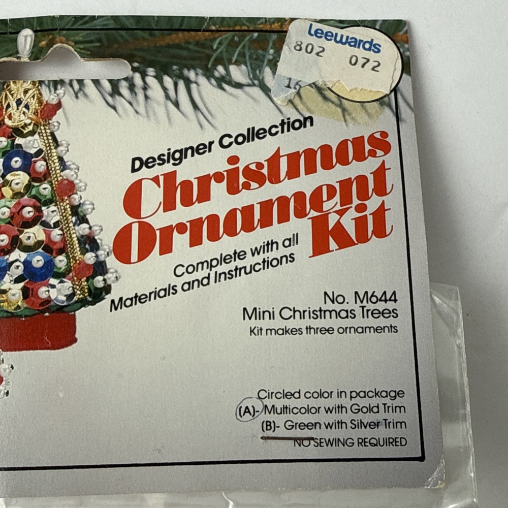 LeeWards MINI TREES Multicolor Makes 3 Sequin Bead Christmas Ornament Kit