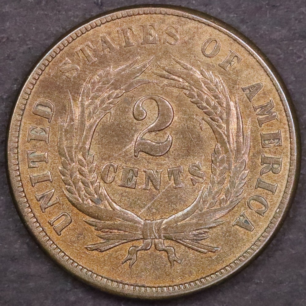 1865 2c Two Cent Piece - Uncirculated Red Brown