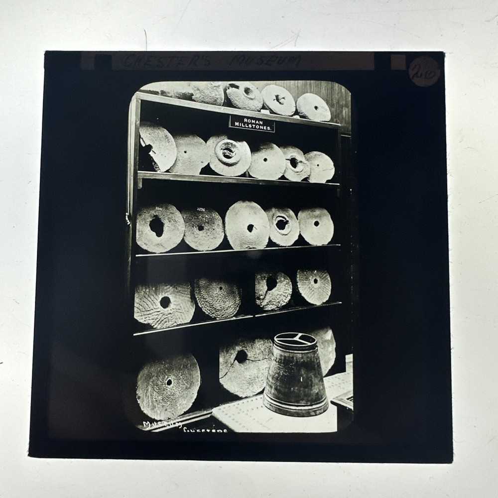 Antique Magic Lantern Slide Roman millstones Chesters museum