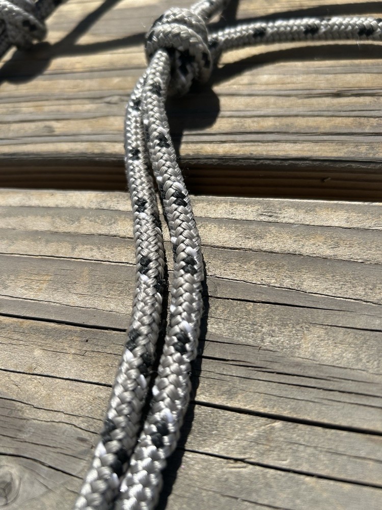 Mustang Silver and Black Rope Bitless Side Pull Halter Horse Size