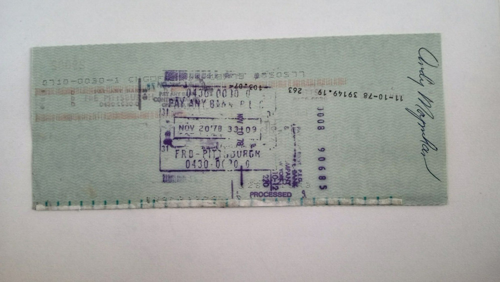 Andy Moynihan: 1978 Pittsburgh Pirates Expense Check