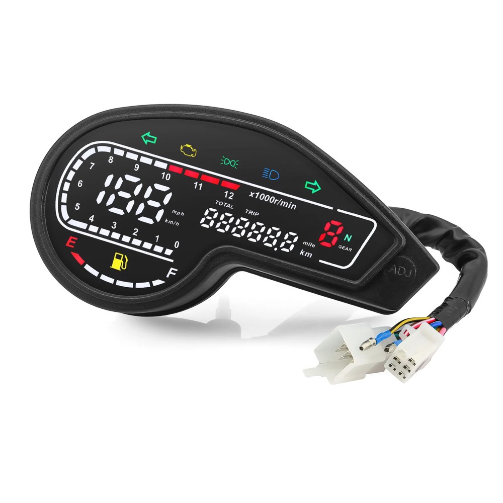Universal Motor Digital Speedometer LED Tachometer Dashboard Instrument Panel