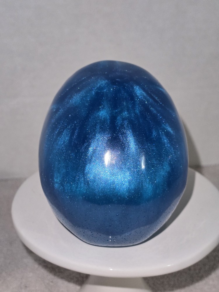Metallic Blue Resin Skull