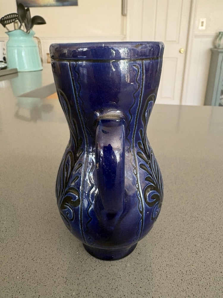 Small Korand Romanian Glazed Pitcher Blue