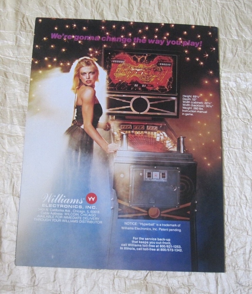 1981 WILLIAMS HYPERBALL PINBALL FLYER