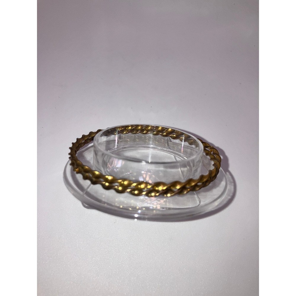 Two Brass Twisted Curved Around 2.75" Bangle Bracelets!