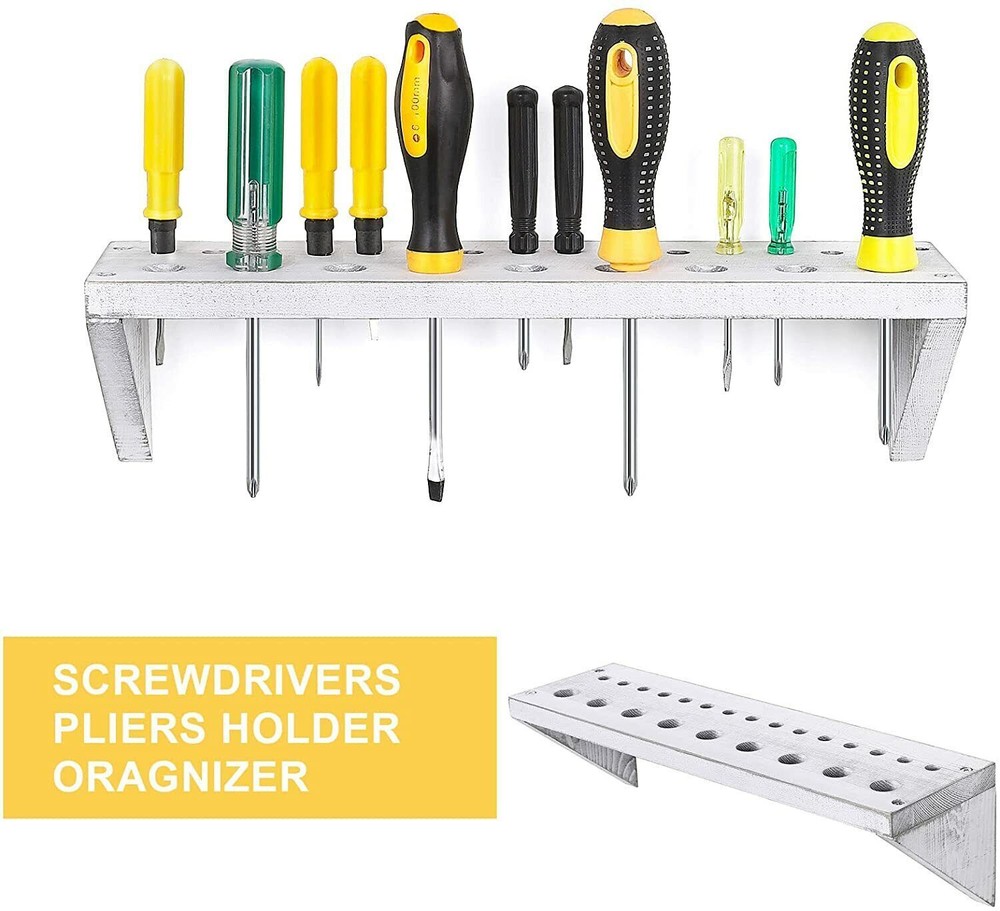 2 Pack Screwdriver Holder Wall Mount Storage Rack Organizer Workshop Shed Garage