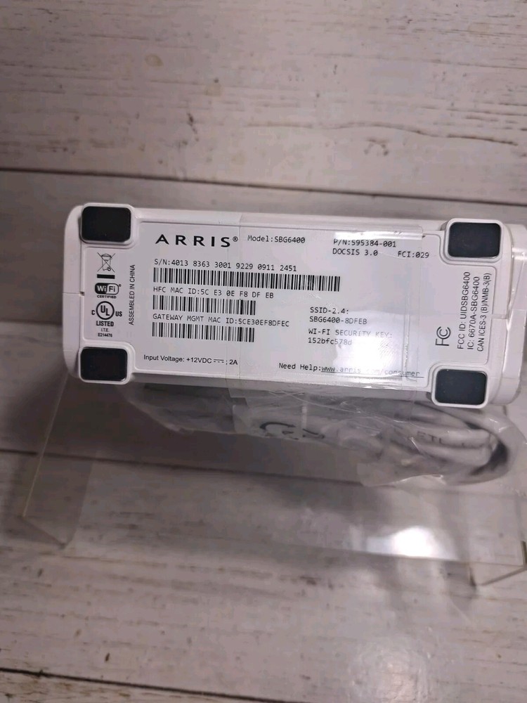 Cable Modem ARRIS SURFboard SBG6400 8x4 DOCSIS 3.0 Cable Modem