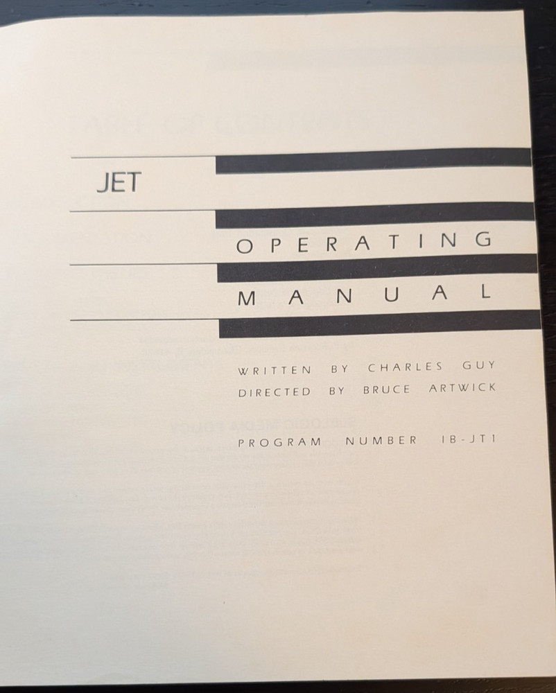 Jet (Sublogic) MS-DOS video game Manual (RARE)