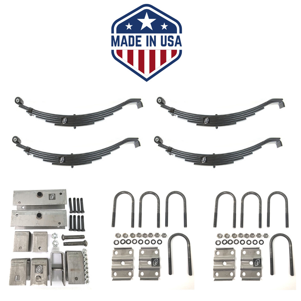 USA Made 7,000 lbs. Tandem Trailer Axle Kit (Leaf Springs, Hanger & U-Bolts)
