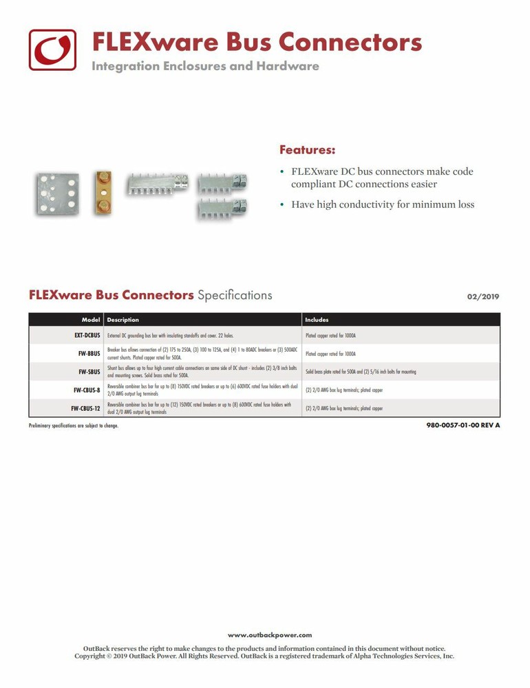 OutBack Power FW-CBUS-8 DC Bus Connector