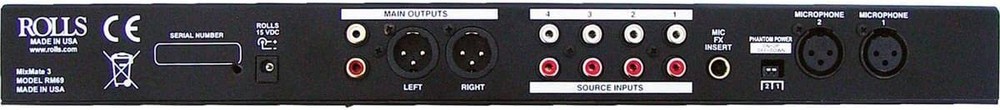 Rolls RM69 MixMate 3 Mic/Source Mixer , Black