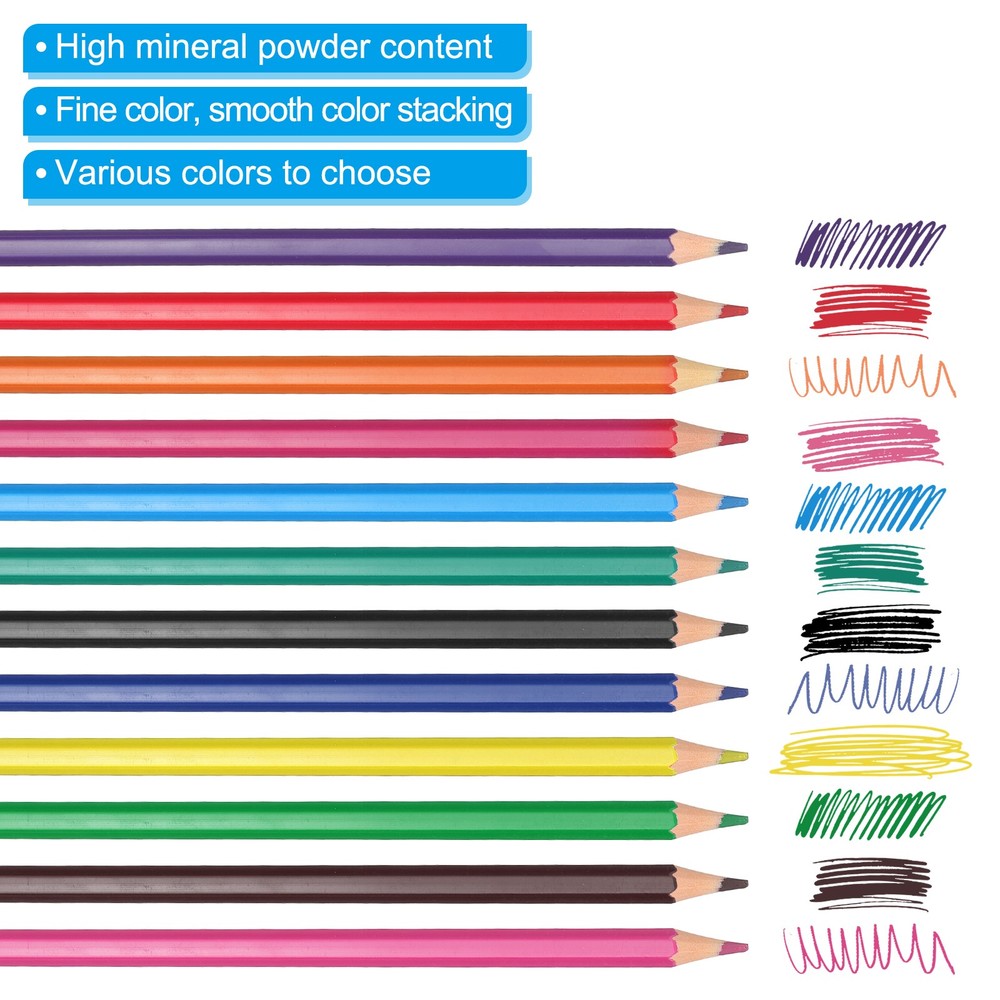 Pre-sharpened Colored Pencil Set, 12 Pcs Pencils, Black