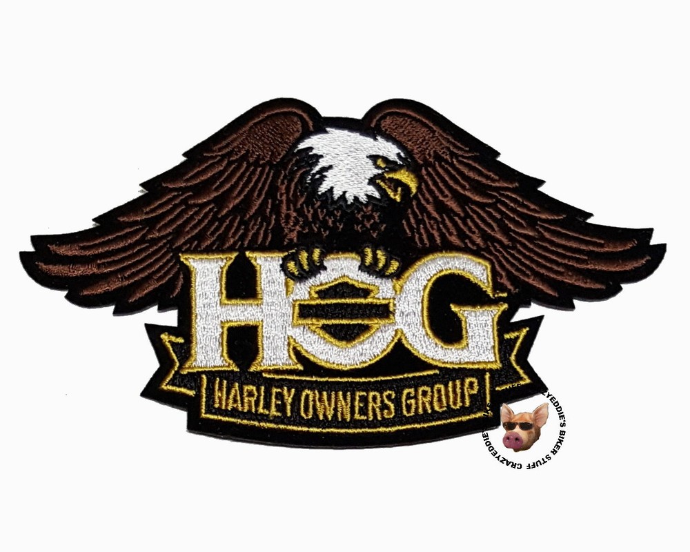 HOG EAGLE BANNER VEST PATCH 5 INCH HARLEY DAVIDSON OWNERS GROUP SMALL