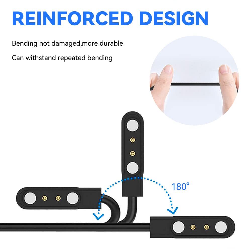2Pcs 2-Pin USB Data Charging Cable Magnetic Fast Charger For Smart Watch 2.84mm
