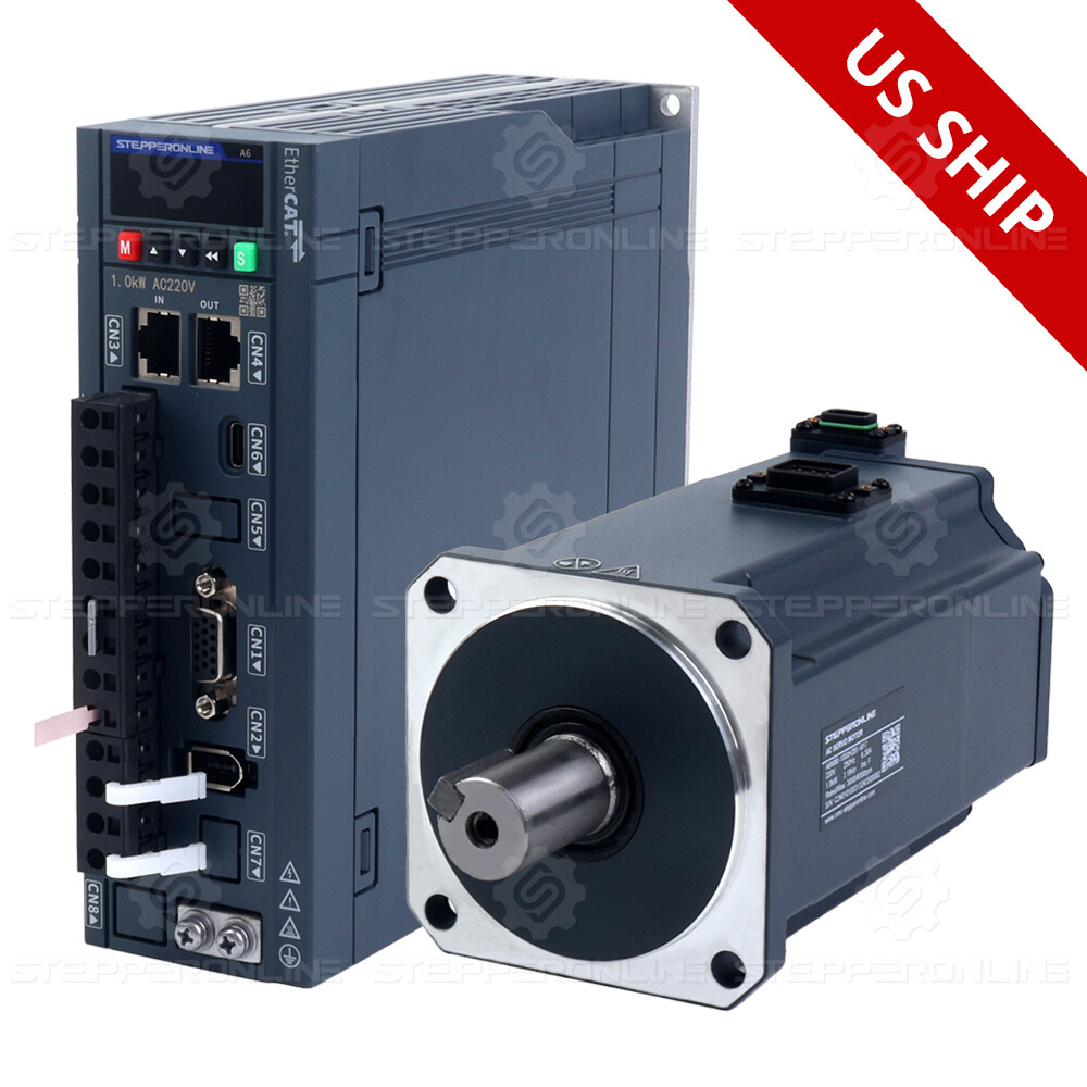 1000W 3000rpm 3.18Nm EtherCAT AC Servo Motor Kit w/Brake 17-Bit Absolute Encoder