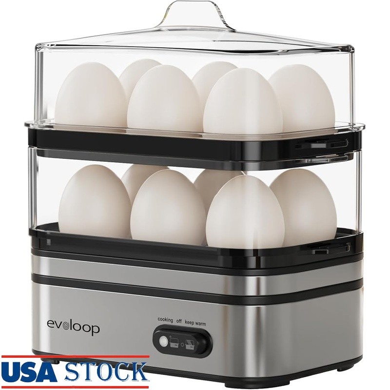 Multi Functional Egg Cooker Boil Poach Scramble Eggs Easy Clean Includes Trays