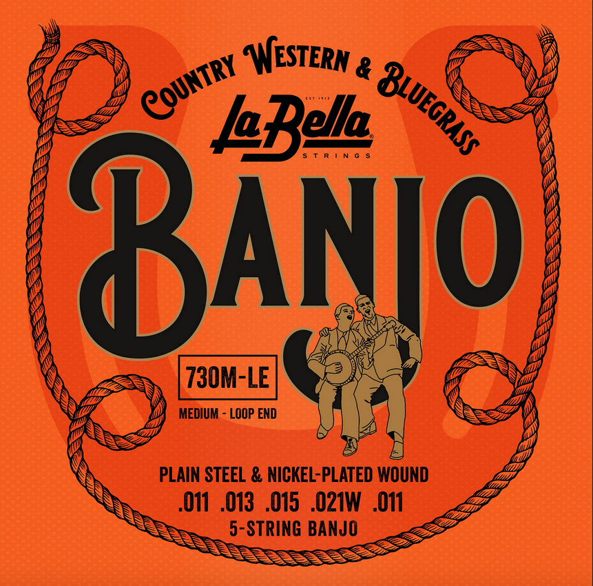 LABELLA 5-STRING BANJO STRING SET NICKEL WOUND LOOP END MEDIUM 730M-LE