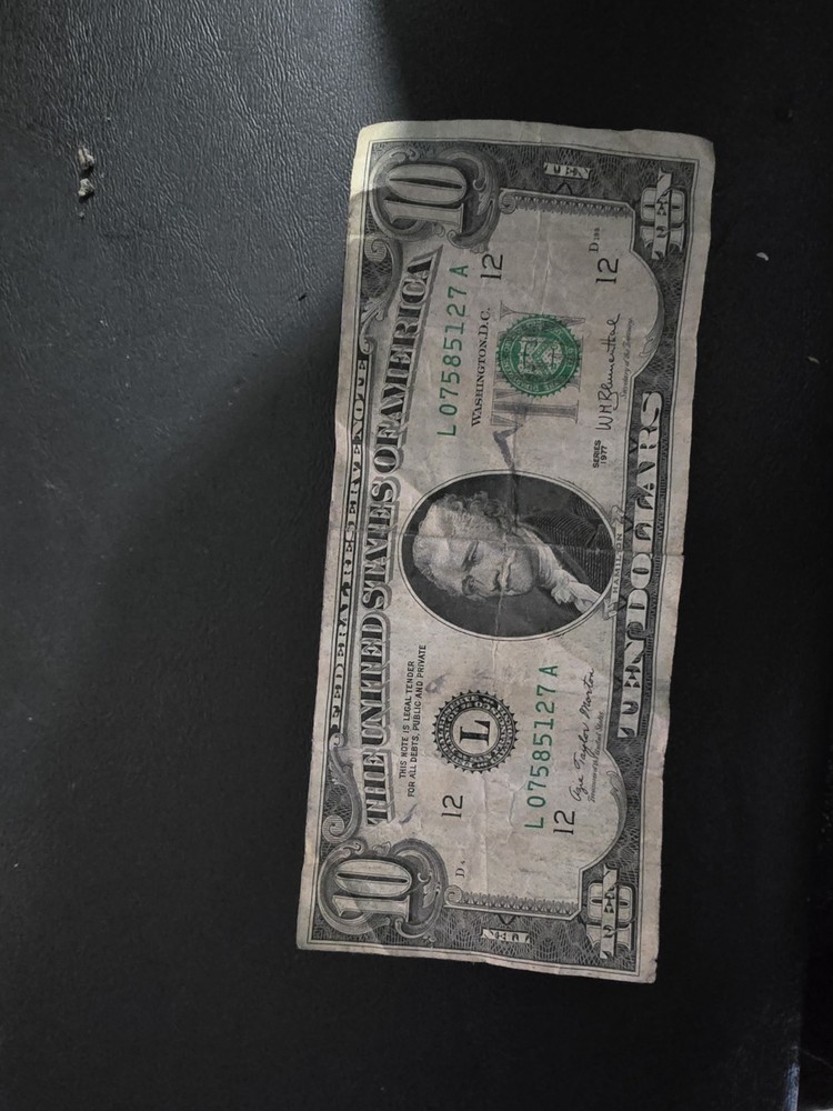 10 Dollar Bill 1977 Error Misaligned
