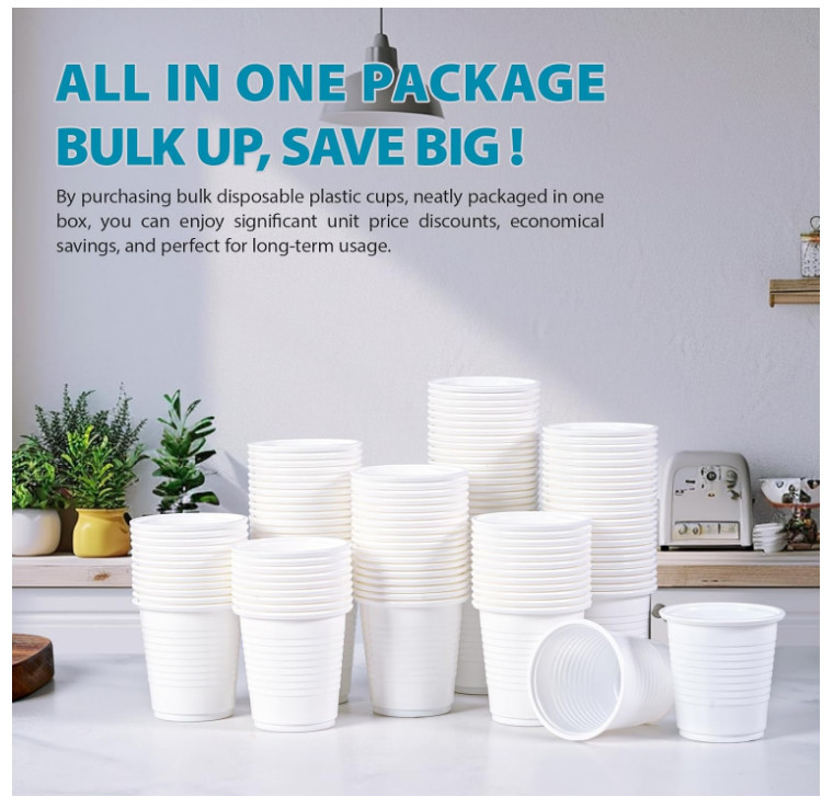 [2000 Pack] 3 oz White Plastic Cups, Disposable Plastic Bathroom Cups, 3 Ounc...