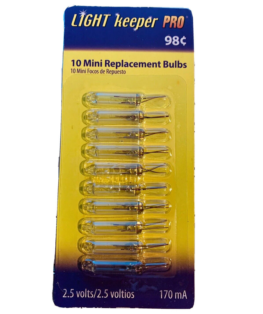 2.5 volt Christmas Light Bulbs Clear Mini 10 pack for 50 100 150 strings T5