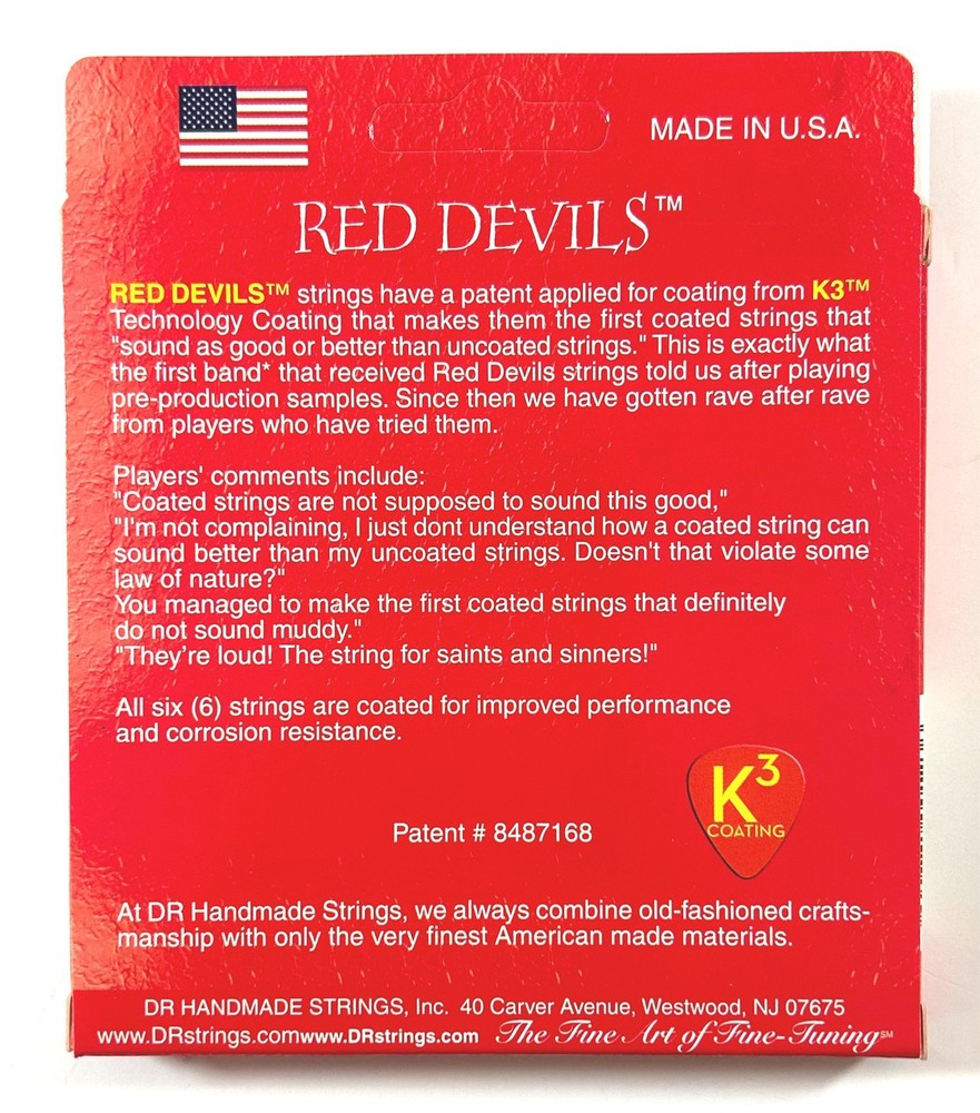 DR Guitar Strings Electric Red Devils K3 High Performance Coated 09-46