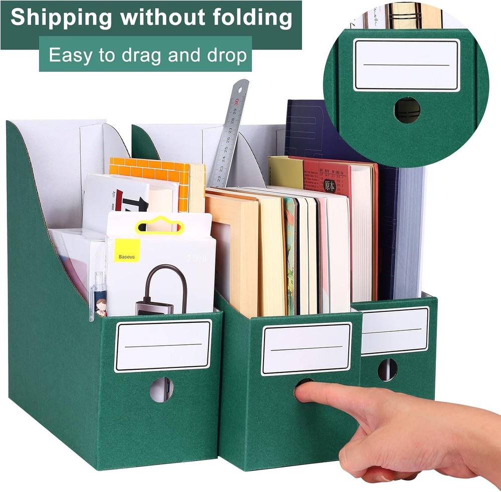 Magazine File Holder(6 Pack), Cardboard Holder,Document Green