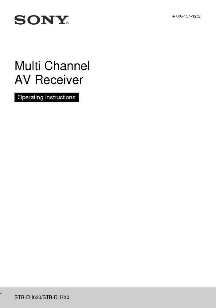 Sony STR-DH730 STR-DH830 Receiver Owners Manual