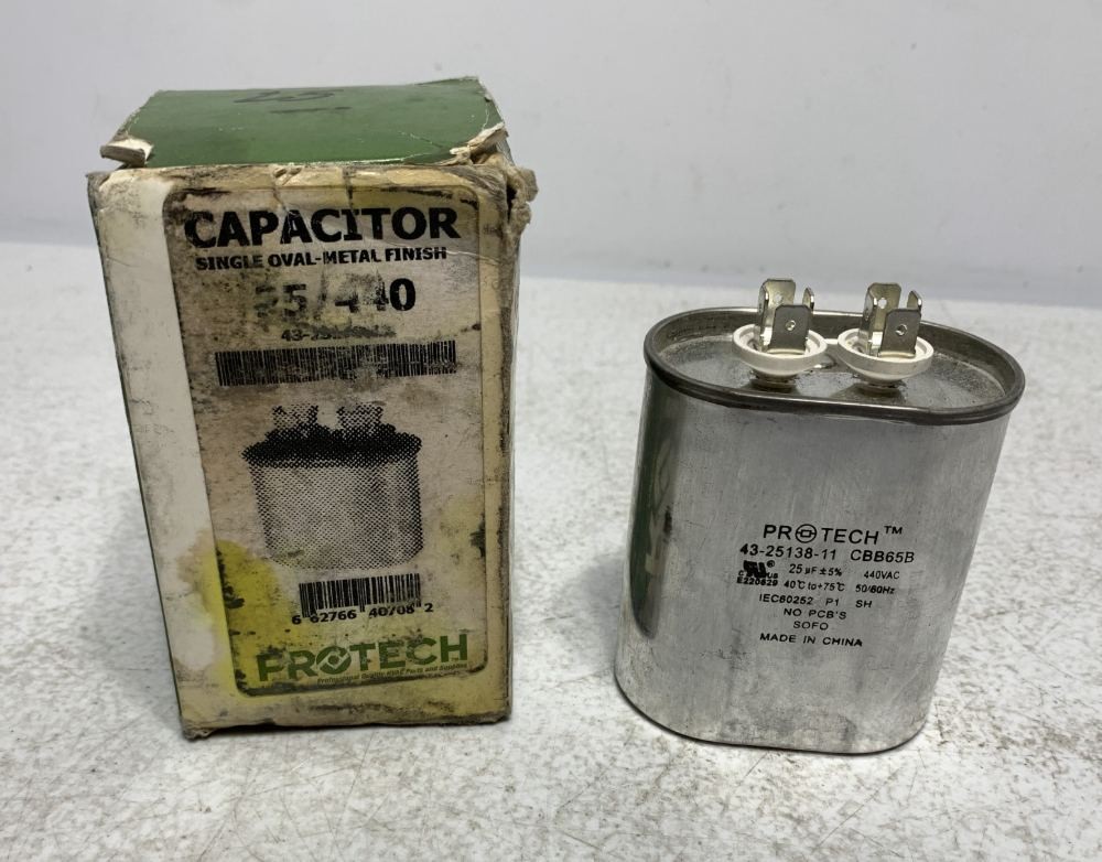 Protech 43-25138-11 Capacitor 25uF 440VAC Oval