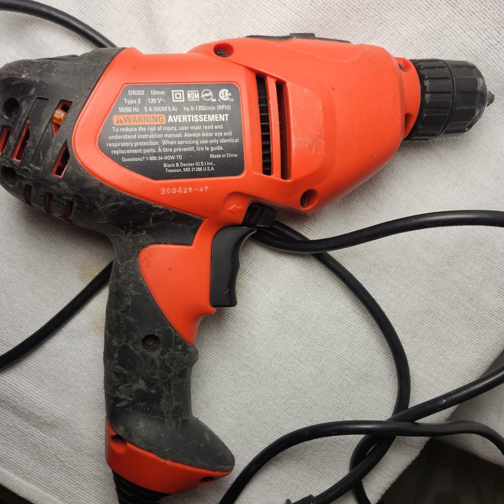 black & decker dr202 electric drill 120v 10mm type 2 power cable