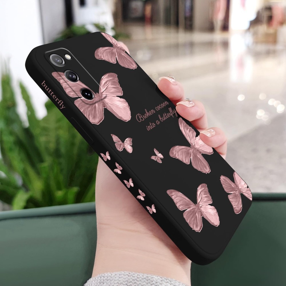 LEECG Galaxy S20 FE Case Flower Pattern Soft Silicone Microfiber Lining