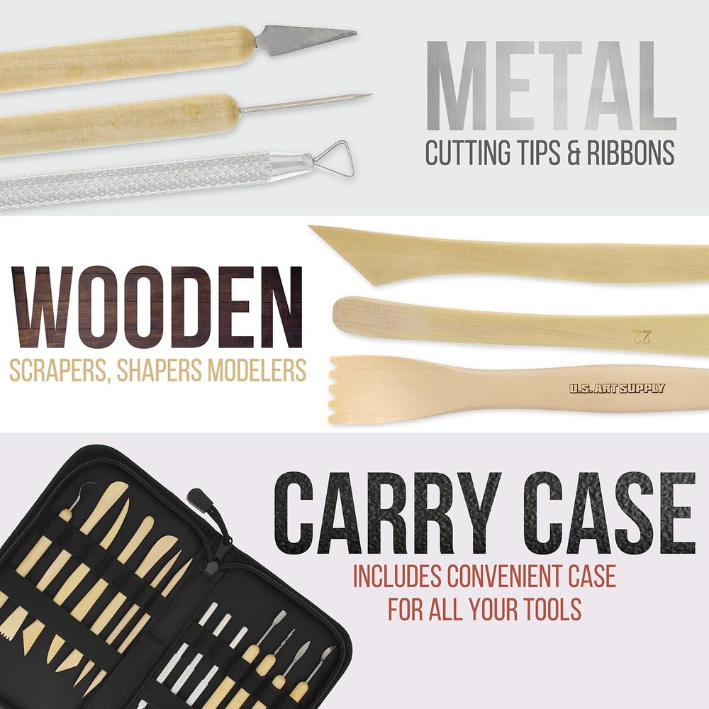 U.S. Art Supply Pottery & Clay Tools Set (14-Piece) - Includes Pottery Tools,...