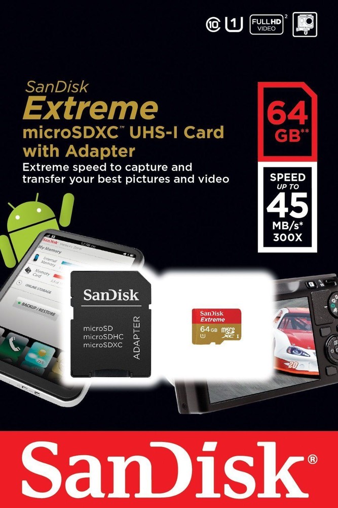 SanDisk 64GB Class10 Extreme Micro SD Micro SDXC MicroSDXC Card 45MB/s* BULK