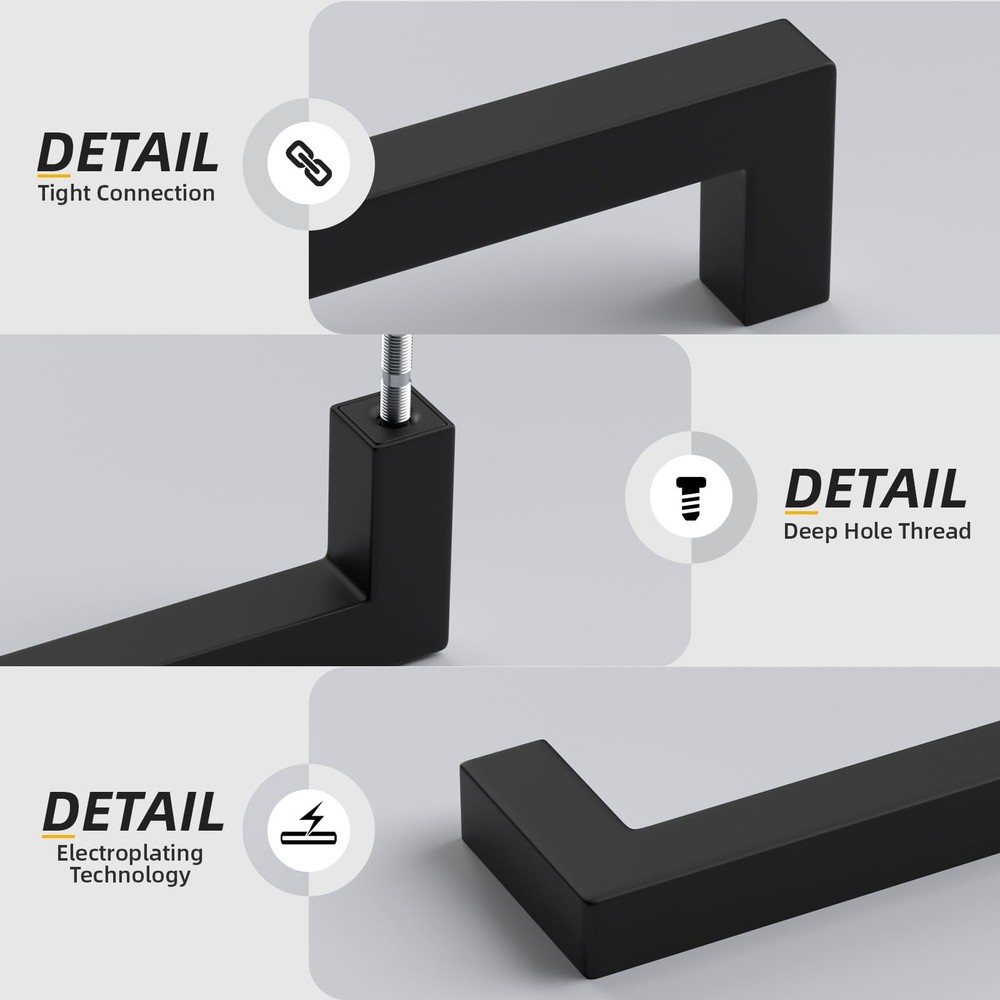 5 Pack Black Cabinet Pulls 4-1/2in Drawer Pulls Modern Kitchen Cabinet Handle...