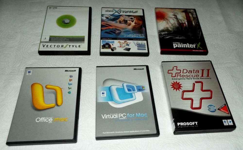 MICROSOFT VIRTUAL PC FOR MAC + OFFICE 2004 MAC+ 4 MISC. PROGRAMS W/KEYS READ!!!!