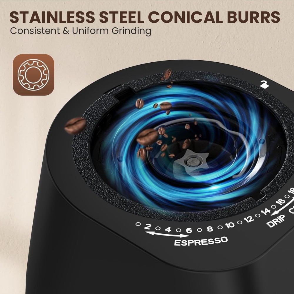 Conical Burr Coffee Grinder with Touch Panel with 30 Grinding Settings,2-12 Cups