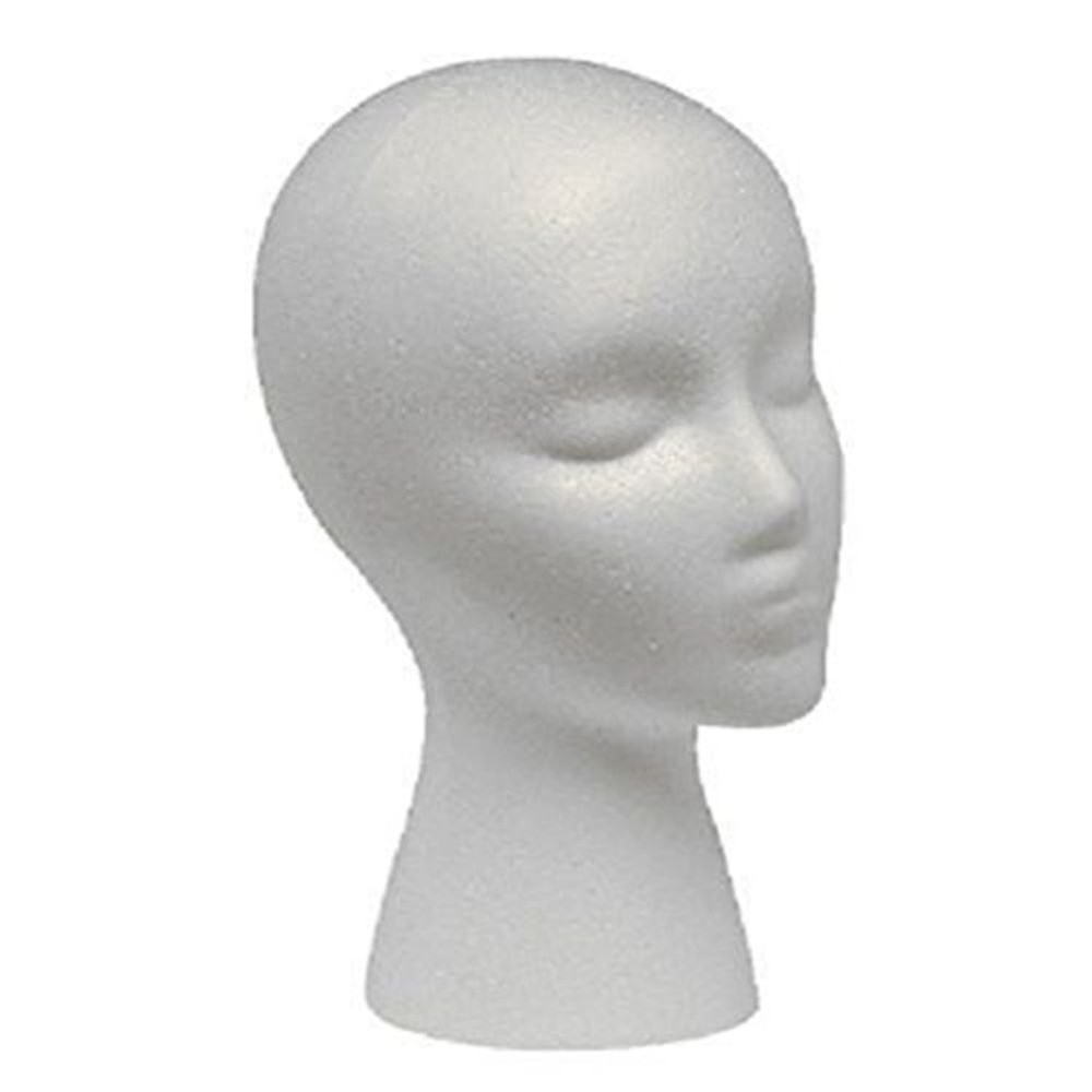 Styrofoam Mannequin Head Model Wig/Hat Display Stand Foam White