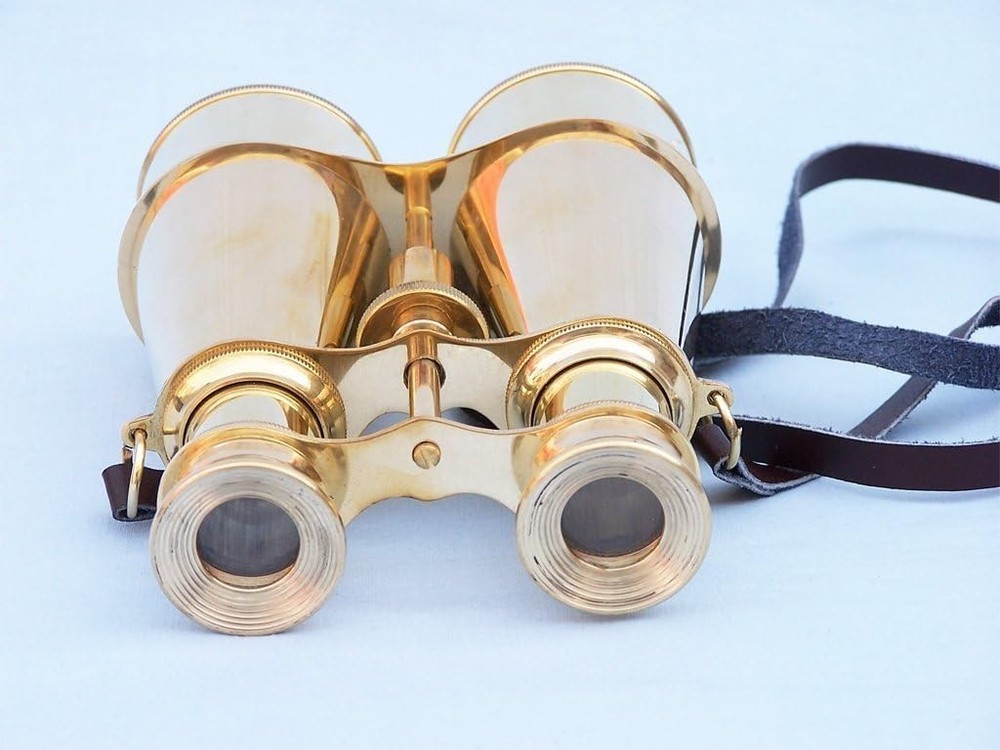 Hampton Nautical Captain's Solid Brass Binoculars, 6", Brass