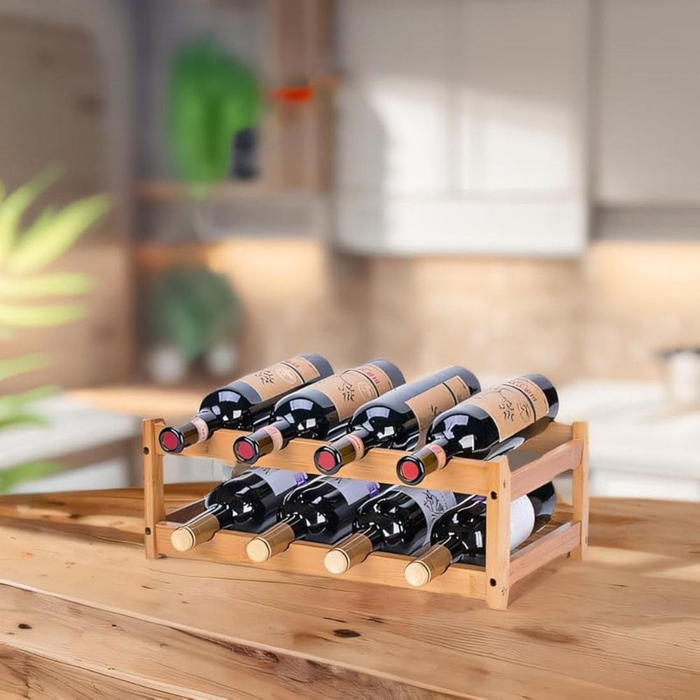 FOSTERSOURCE Wine Rack - 2-Tier Countertop Display Shelf for 8 Bottles