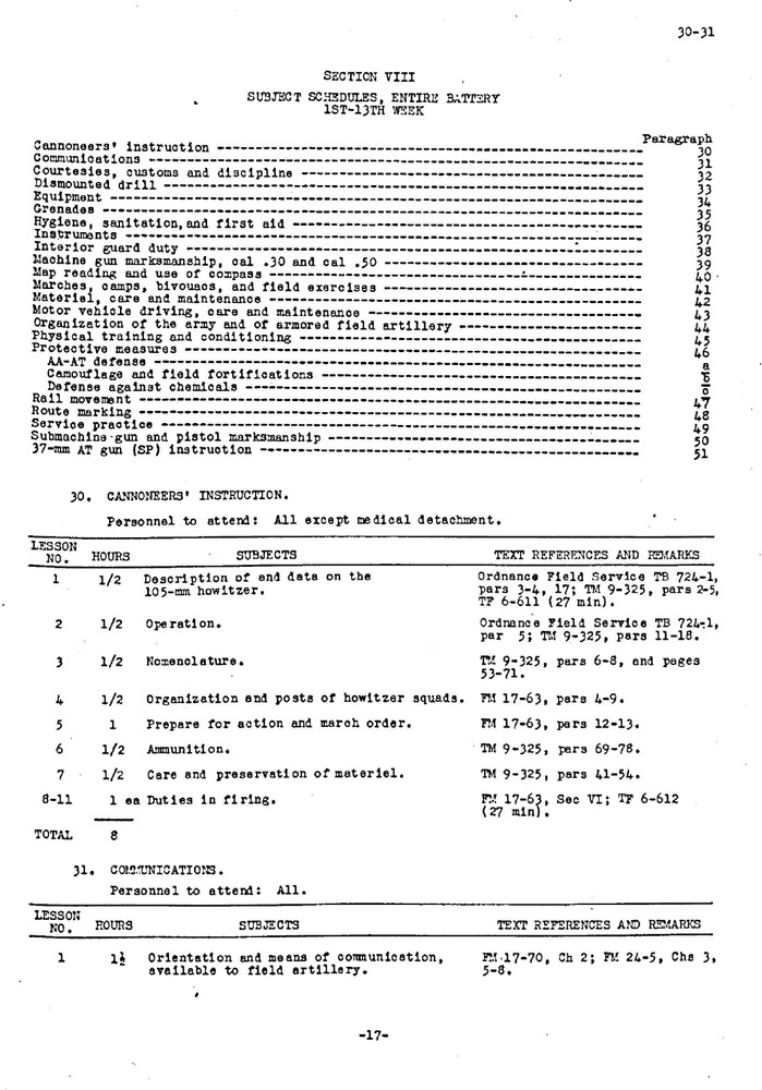 93 Page 1942 Unit Training Program Armored Field Artillery Study on Data CD
