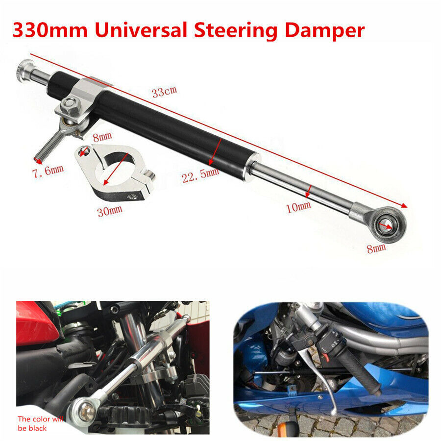 330mm Motorcycle Universal Aluminum Steering Damper Stabilizer Linear Adjustable