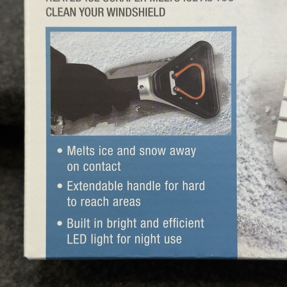 Brookstone Heated Electric Windshield Scraper with LED Light - Snow Ice Melter
