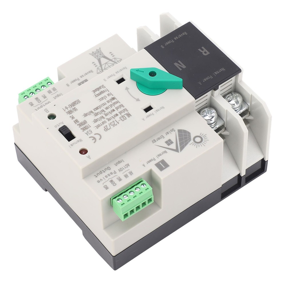 2P 110V 63A Power Automatic Transfer Switch PV Circuit Changeover Switch