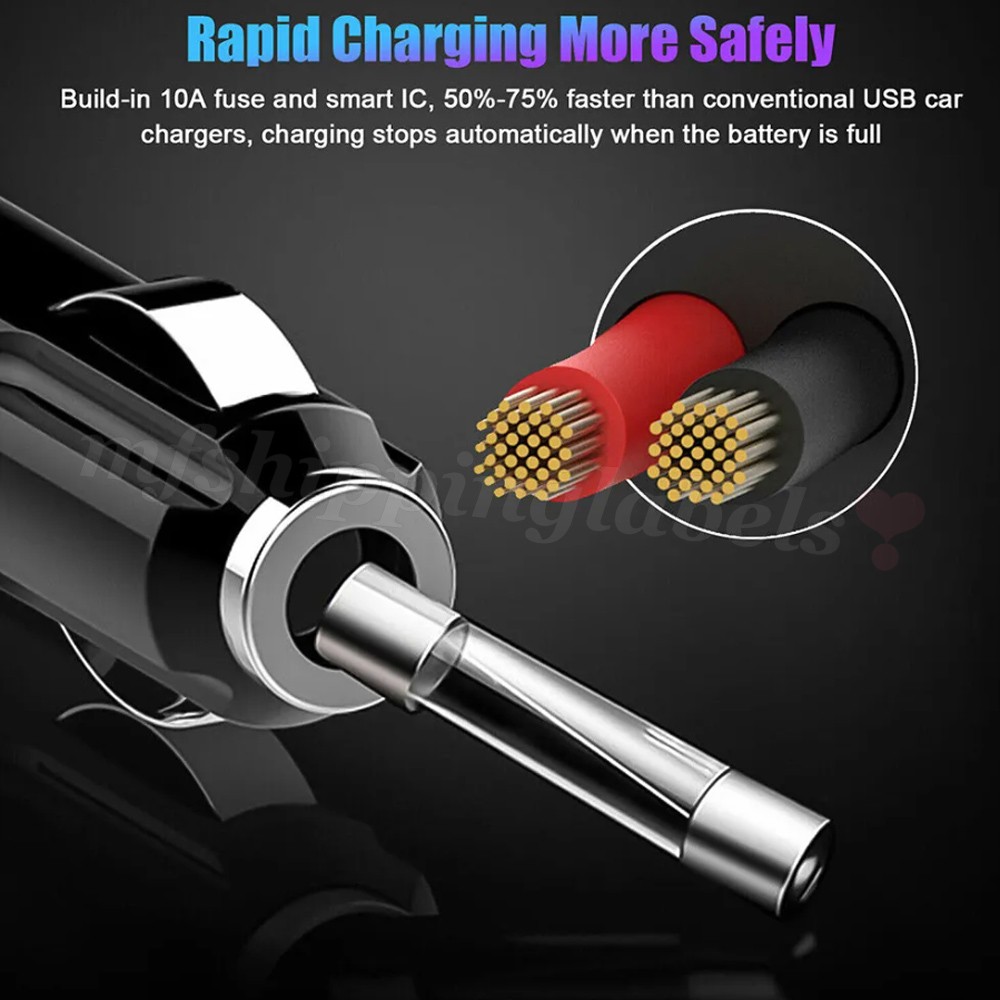 3 Way Car Cigarette Lighter Socket Splitter 12V Dual USB Power Adapter Charger